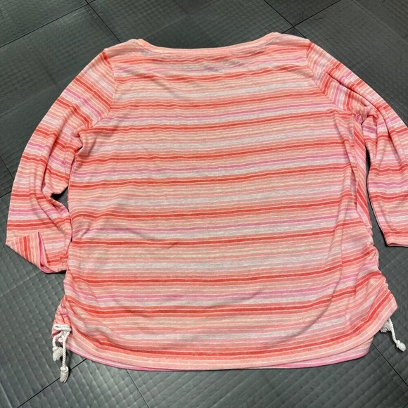 TALBOTS PLUS XL WOMENS PINK STRIPE LIGHTWEIGHT BLOUSE SHIRT - Picture 6 of 8